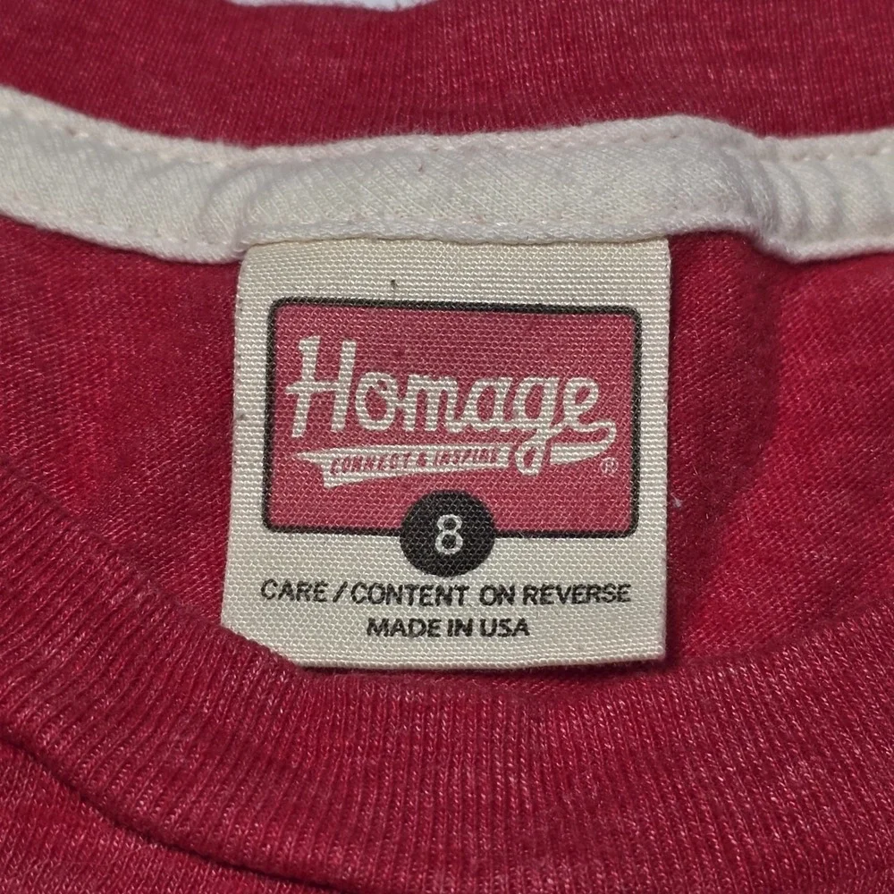 HOMAGE‎ Ohio State Buckeyes OSU Red Baby Tee / Youth Size 8 T-Shirt Script Logo